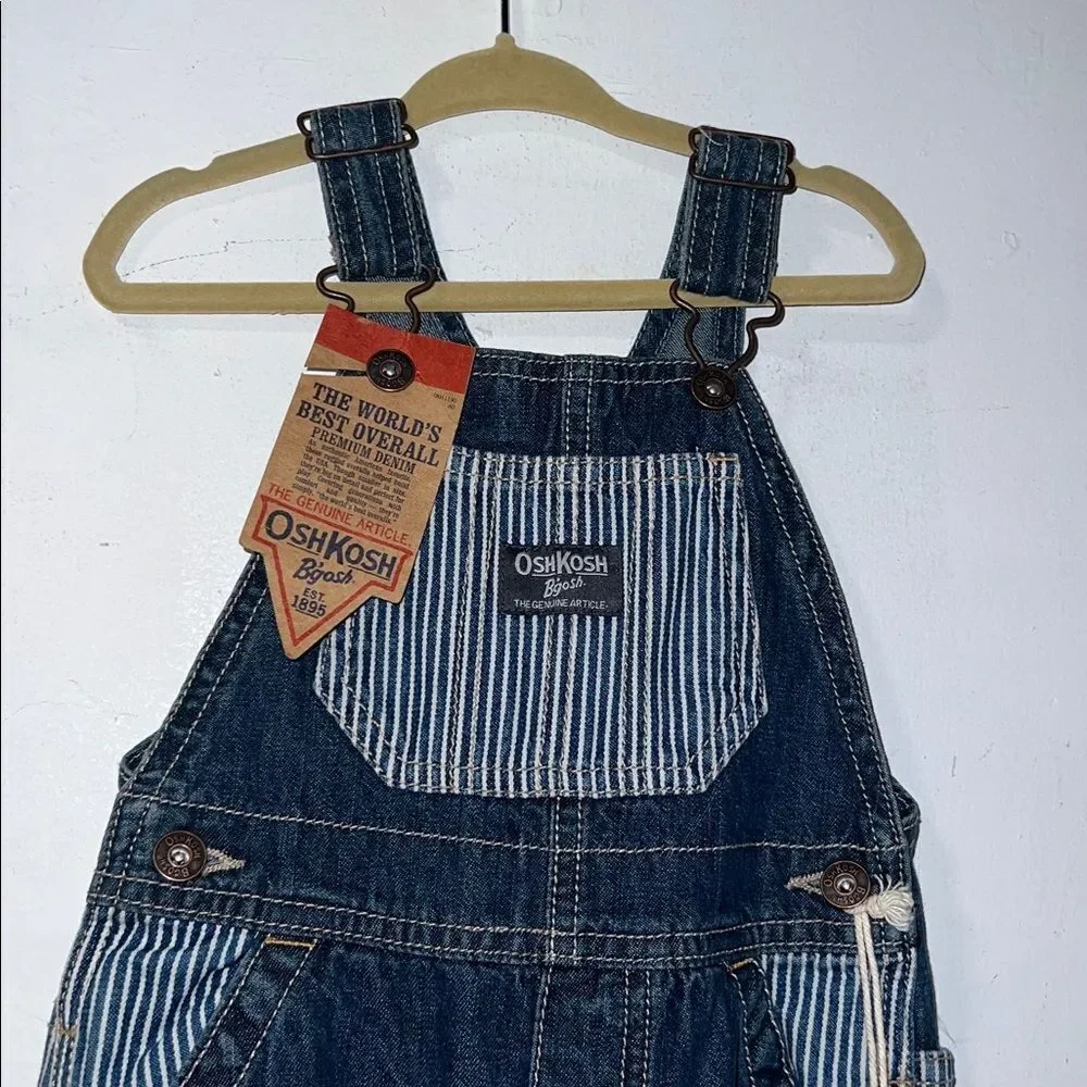 OSH GOSH B ‘GOSH Denim with Striped Detail Overalls-18M NWT!